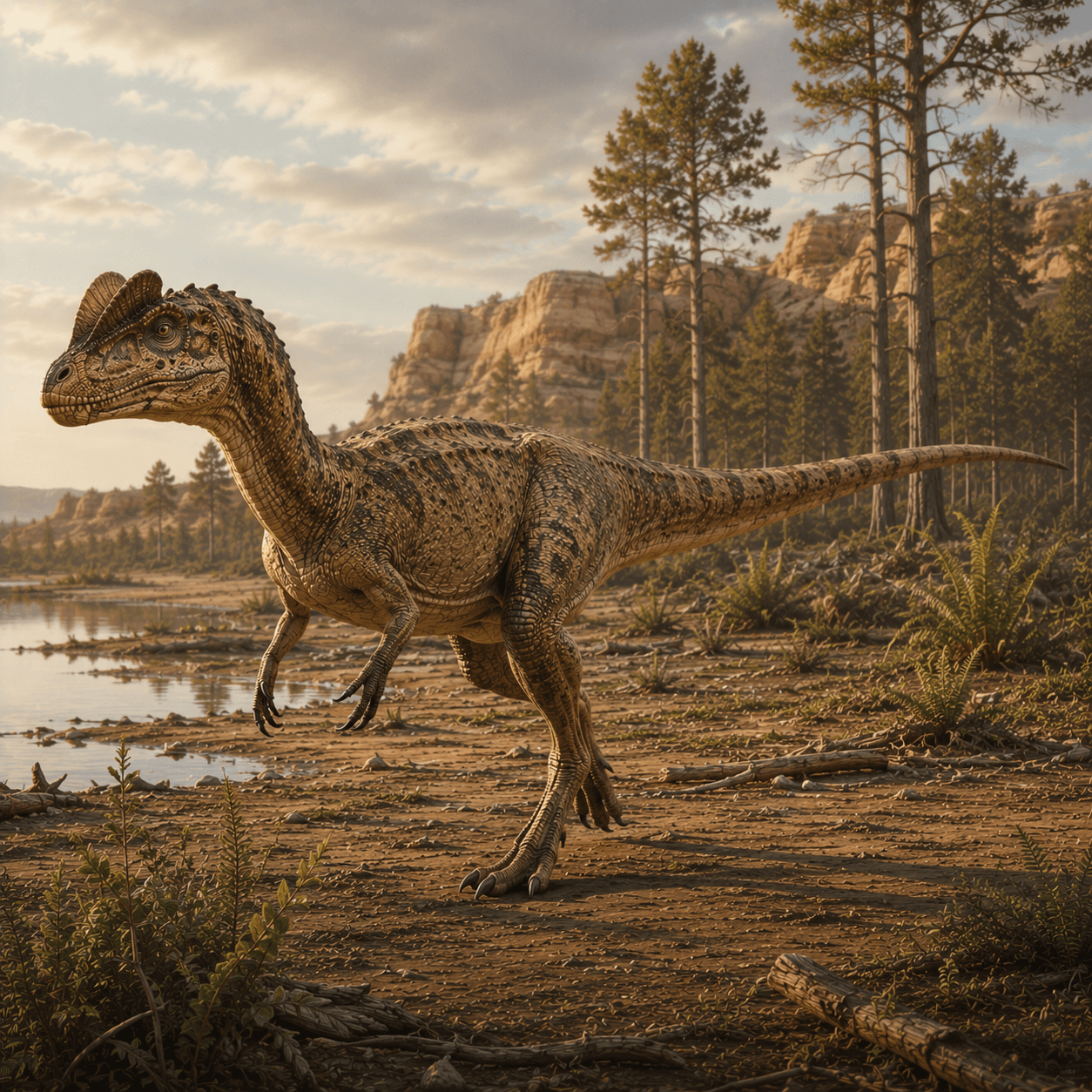 Illustrated reconstruction of Dilophosaurus