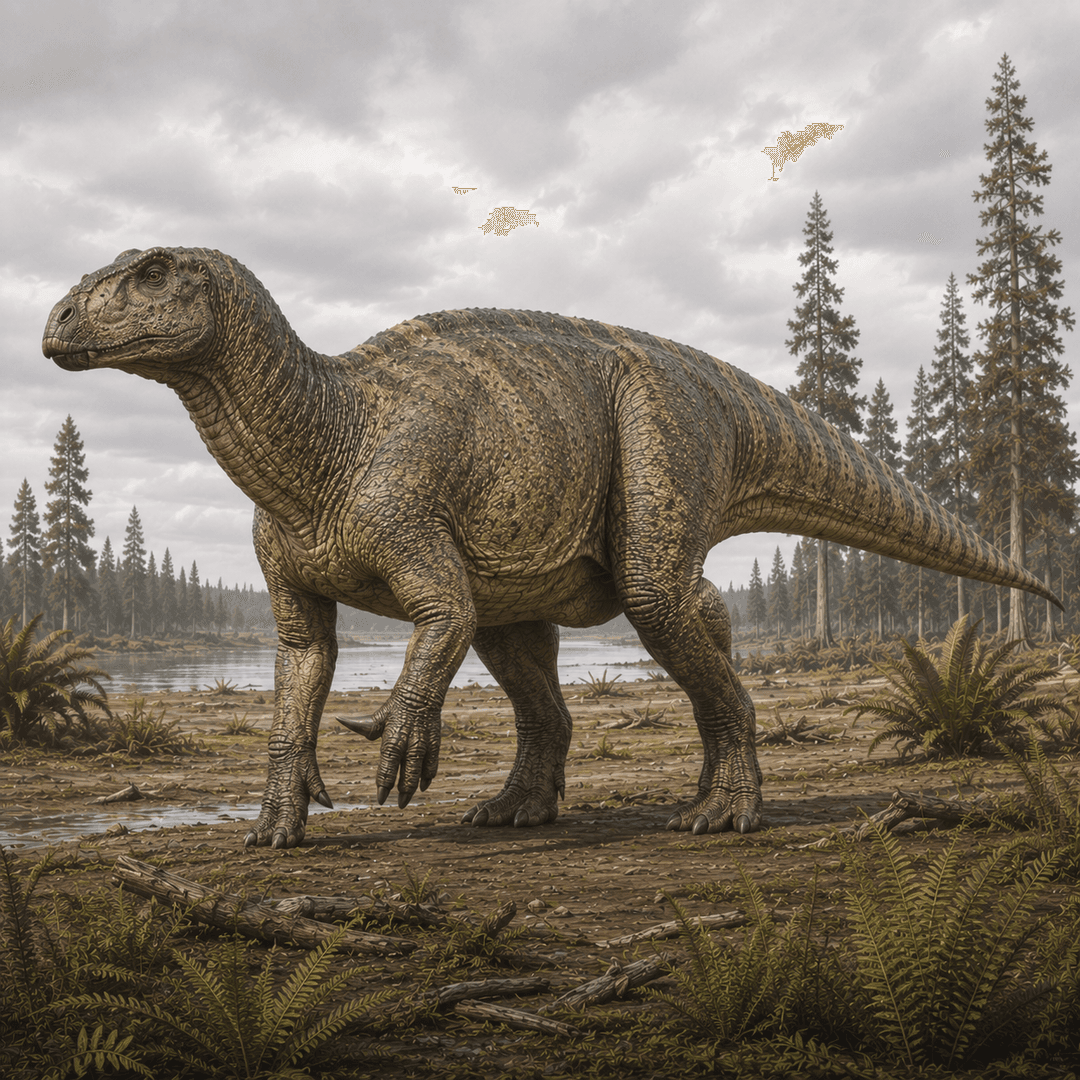 Illustrated reconstruction of Iguanodon