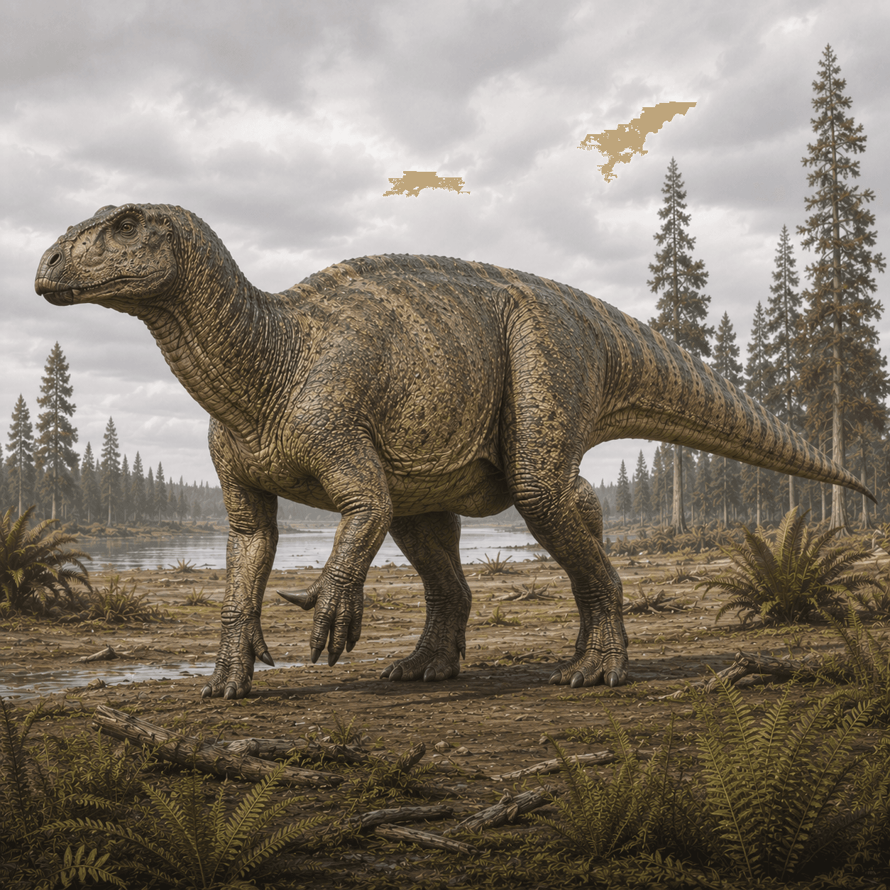 Illustrated reconstruction of Iguanodon